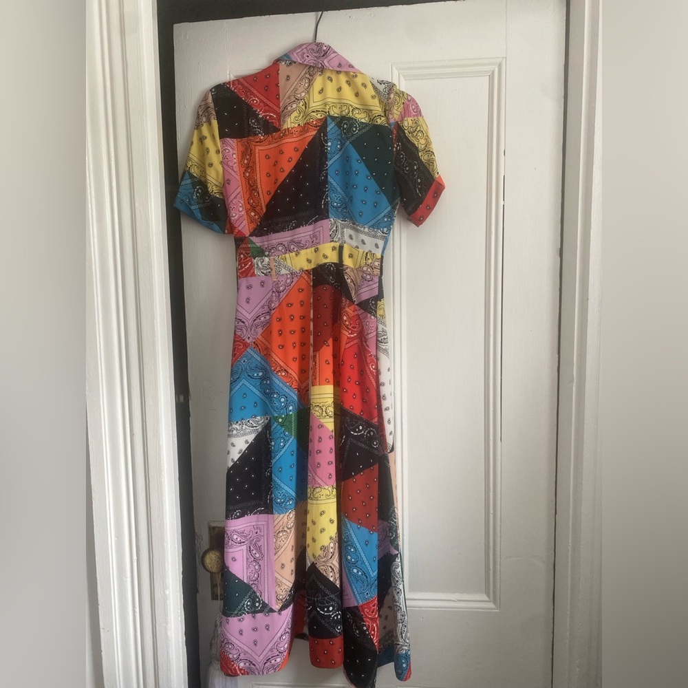 Staud Multicolor Patchwork Midi Dress - image 5